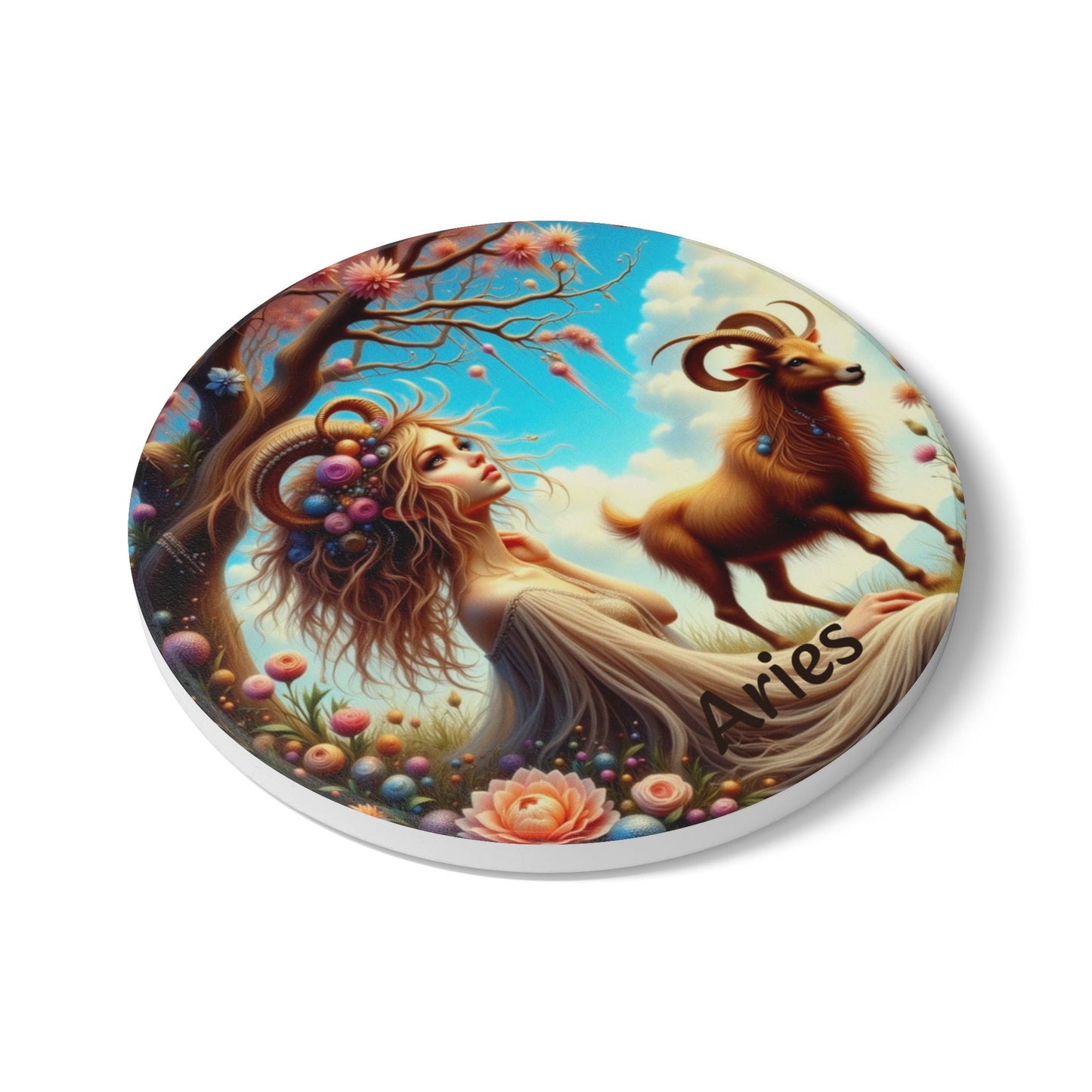 Ceramic Coaster, Zodiac Aries, Astrology Signs