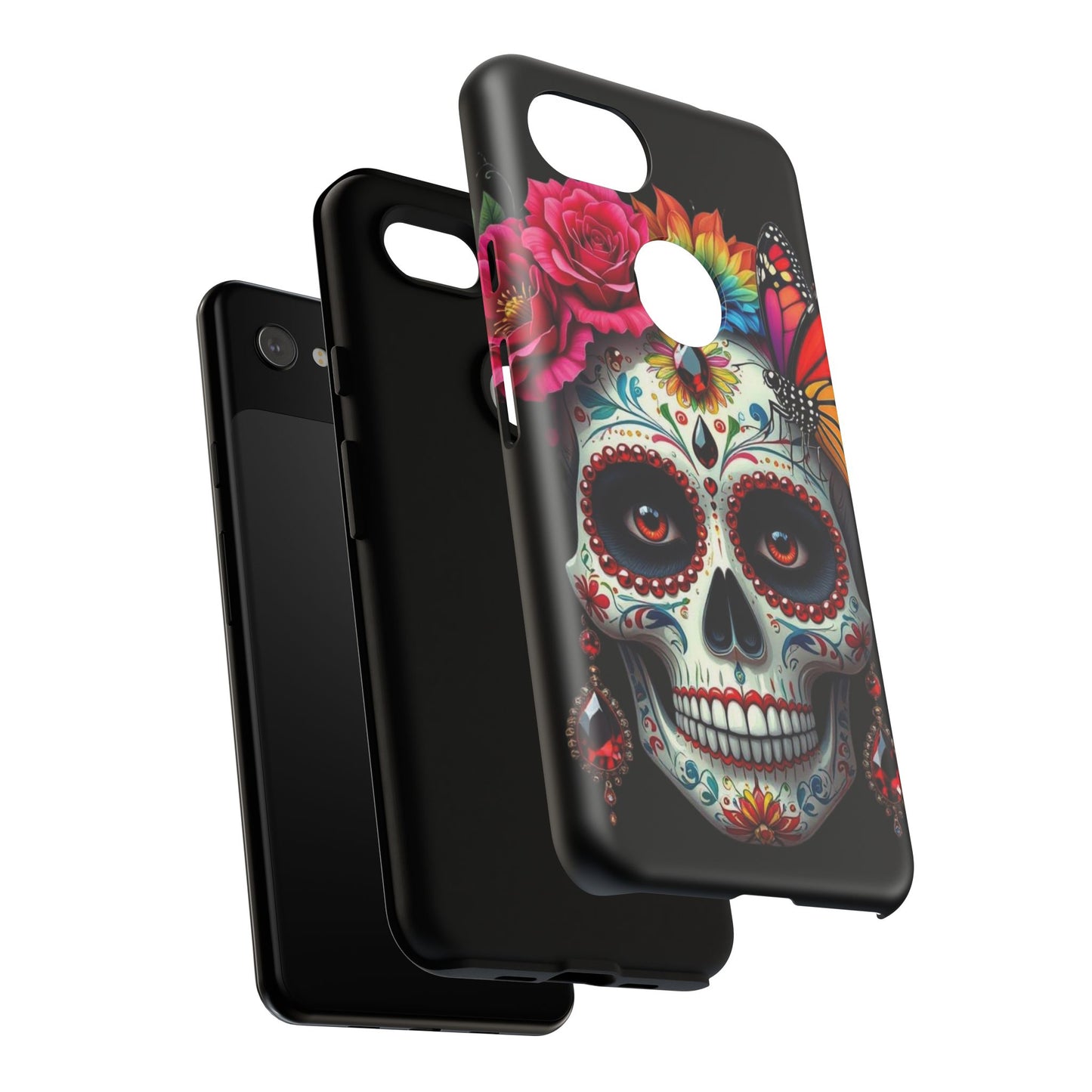 Colorful Sugar Skull Phone Case, Day of the Dead Case, Floral Phone Cover, Flower Skull Design, Edgy Phone Accessory