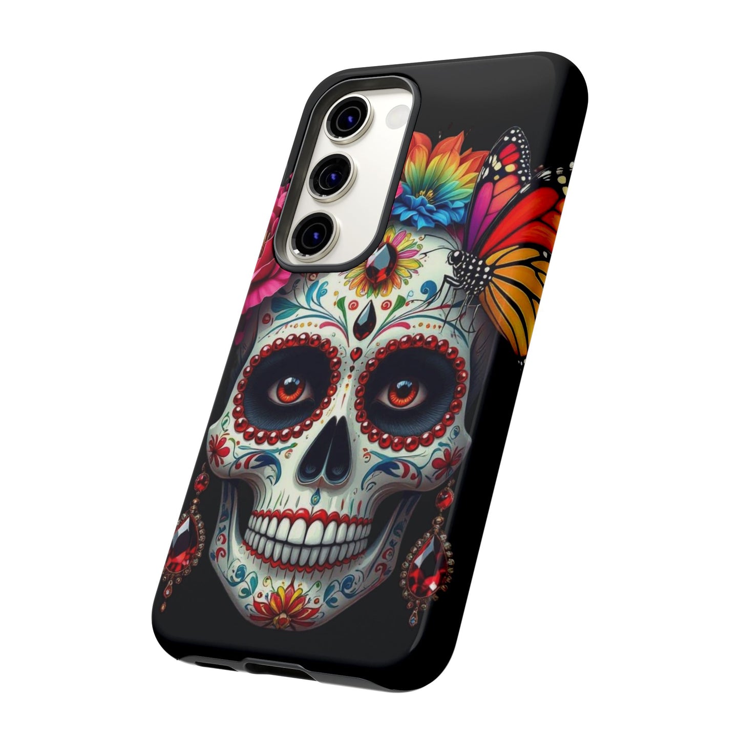Colorful Sugar Skull Phone Case, Day of the Dead Case, Floral Phone Cover, Flower Skull Design, Edgy Phone Accessory
