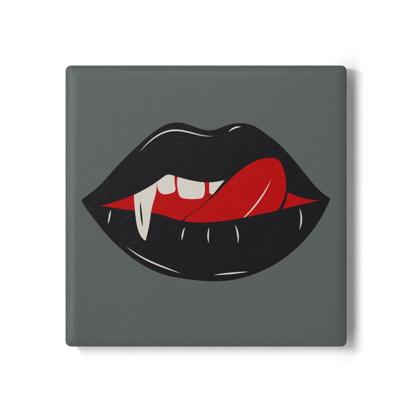 Vampire Lip Ceramic Coaster - Gothic Home Decor, Halloween Party Decor, Unique Gift, Coffee Table Accessory, Kitchen Decor