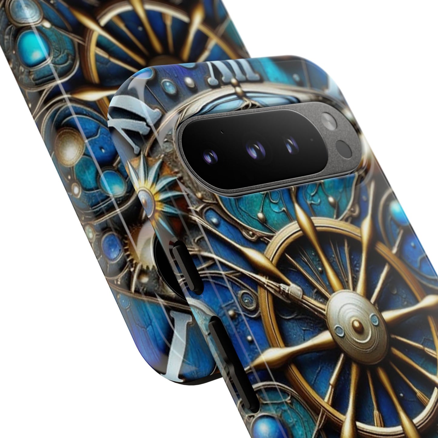 Stylish Phone Cases for Adventurers, Unique Phone Cover, Gift for Friends, Gold and Blue Steampunk Design, Tough Protective Case, Artistic [...]
