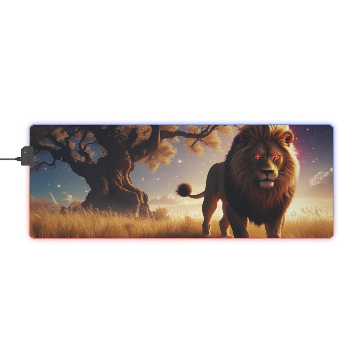 LED Lion Gaming Mouse Pad - Cool Gamer Desk Accessory, RGB Lighting, Gaming Setup, Perfect Gift for Gamers, Home Office Decor