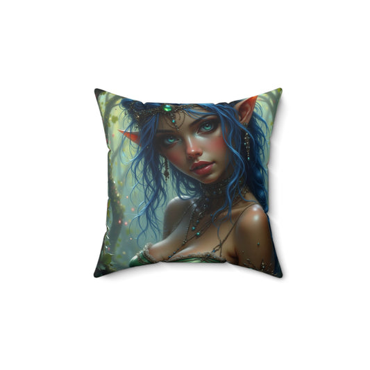 Whimsical Fantasy Pillow, Cozy Home Decor, Elf Artwork Cushion, Gift for Nature Lovers, Boho Pillow Cover, Festival Decor