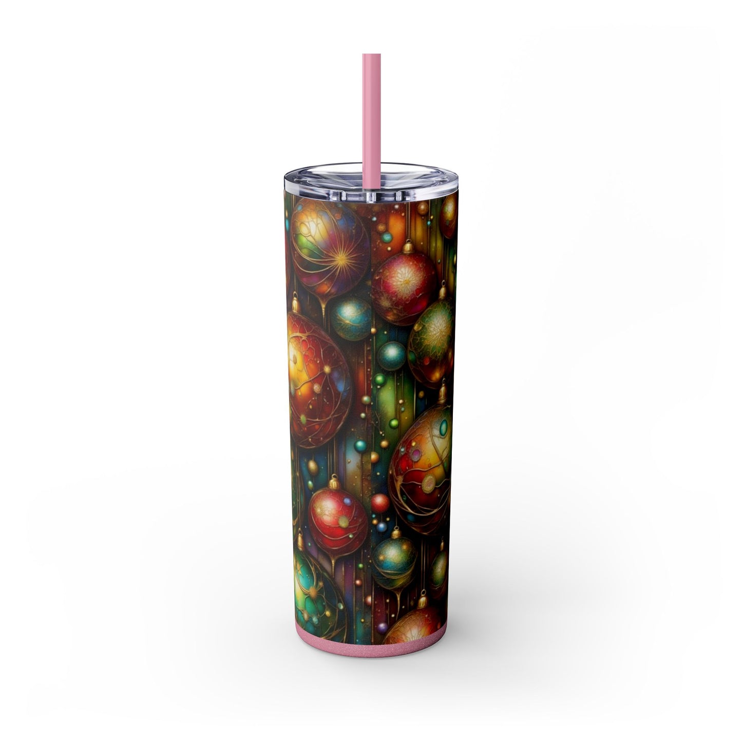 Colorful Holiday Skinny Tumbler, 20oz Christmas Drinkware, Festive Travel Mug, Gift for Him/Her, Party Essential, Reusable Eco-Friendly