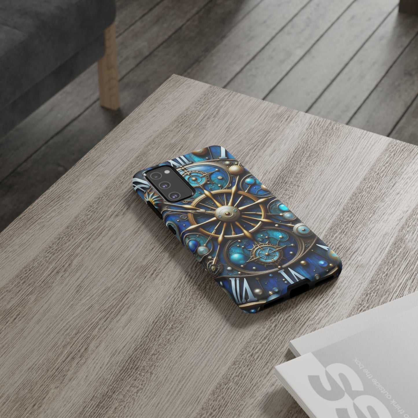 Stylish Phone Cases for Adventurers, Unique Phone Cover, Gift for Friends, Gold and Blue Steampunk Design, Tough Protective Case, Artistic [...]