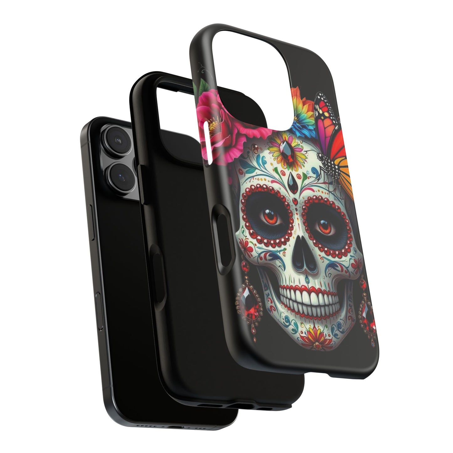 Colorful Sugar Skull Phone Case, Day of the Dead Case, Floral Phone Cover, Flower Skull Design, Edgy Phone Accessory