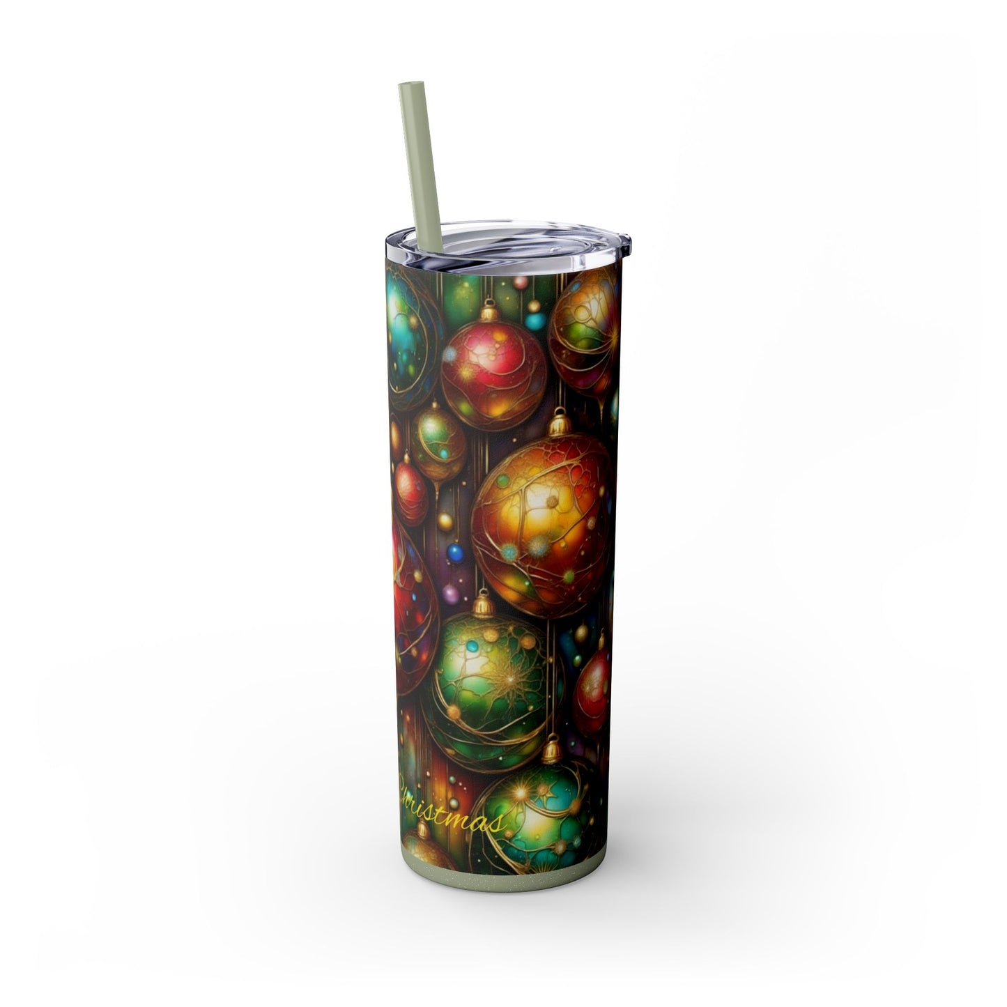 Colorful Holiday Skinny Tumbler, 20oz Christmas Drinkware, Festive Travel Mug, Gift for Him/Her, Party Essential, Reusable Eco-Friendly