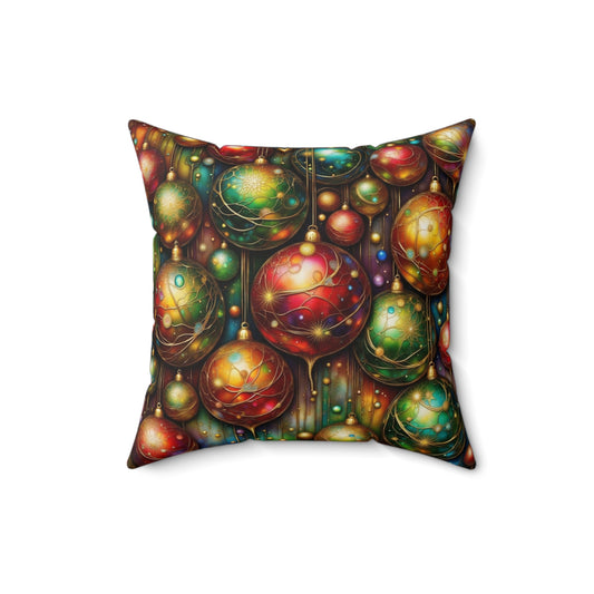 Colorful Holiday Ornaments Pillow, Holiday Pillow, Holiday Decor, Christmas Decorations