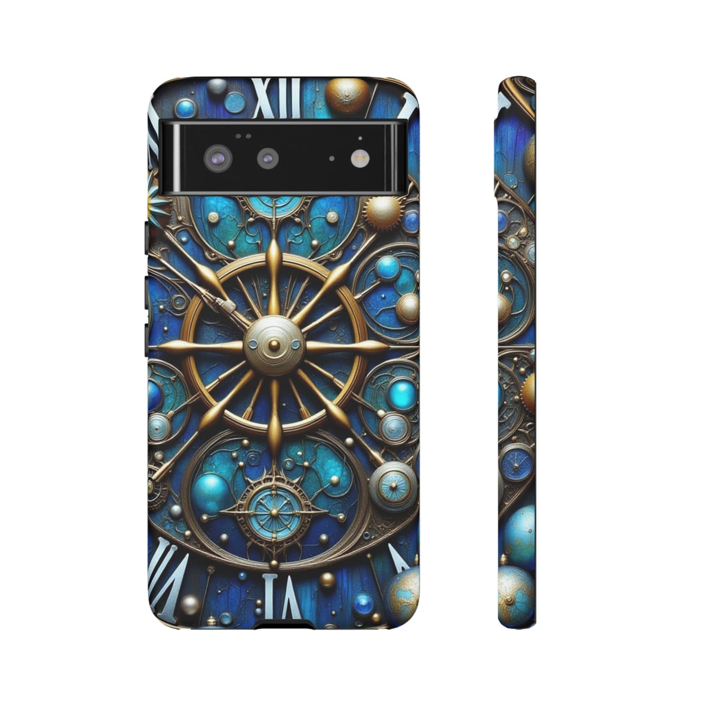 Stylish Phone Cases for Adventurers, Unique Phone Cover, Gift for Friends, Gold and Blue Steampunk Design, Tough Protective Case, Artistic [...]