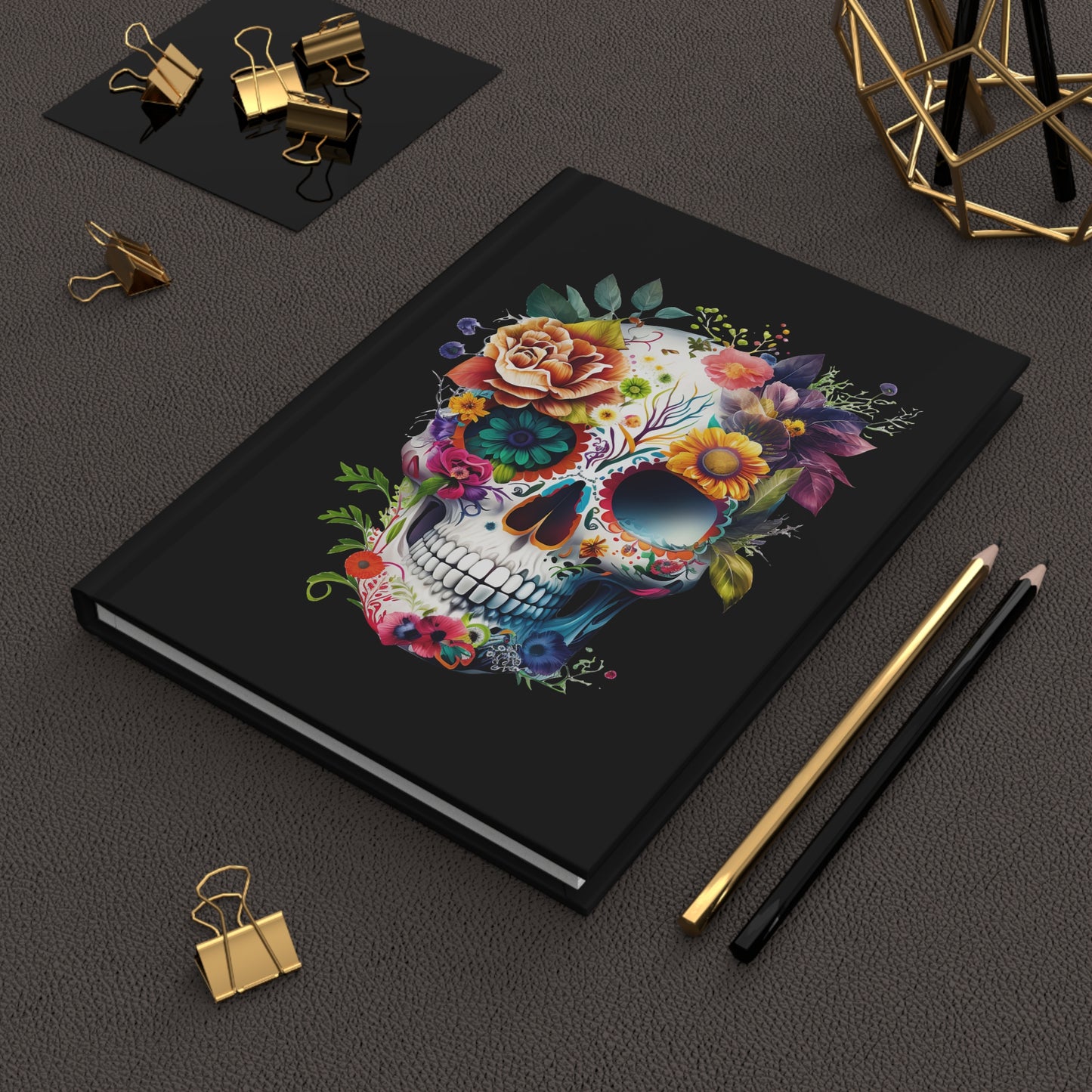 Vibrant Floral Sugar Skull Journal - Creative Writing, Art Sketchbook, Gift for Artists, Bohemian Decor, Day of the Dead