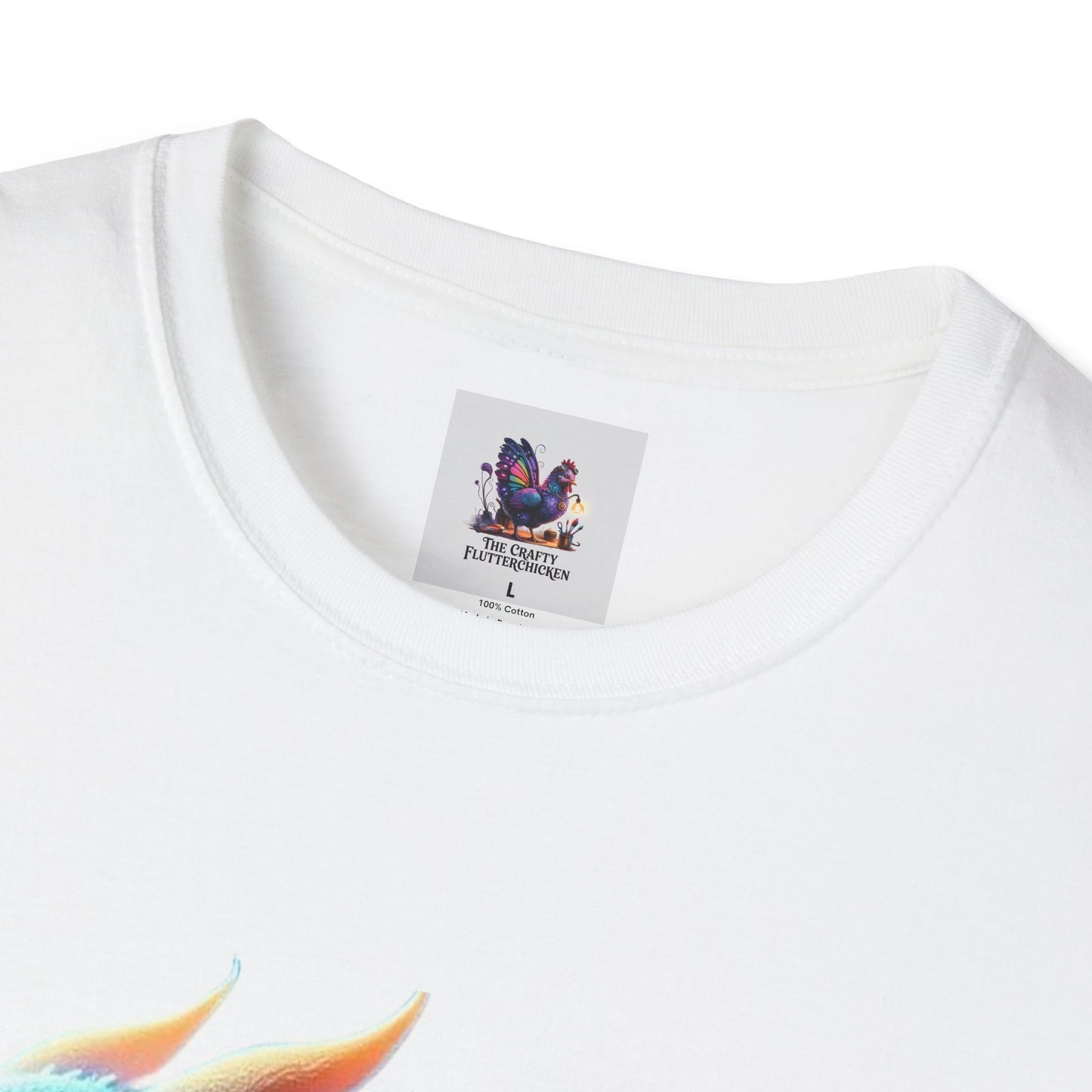 Colorful Blue Baby Dragon Sky Art Unisex Softstyle T-Shirt, Colorful Tee, Nature-Inspired Apparel, Cute Graphic Shirt