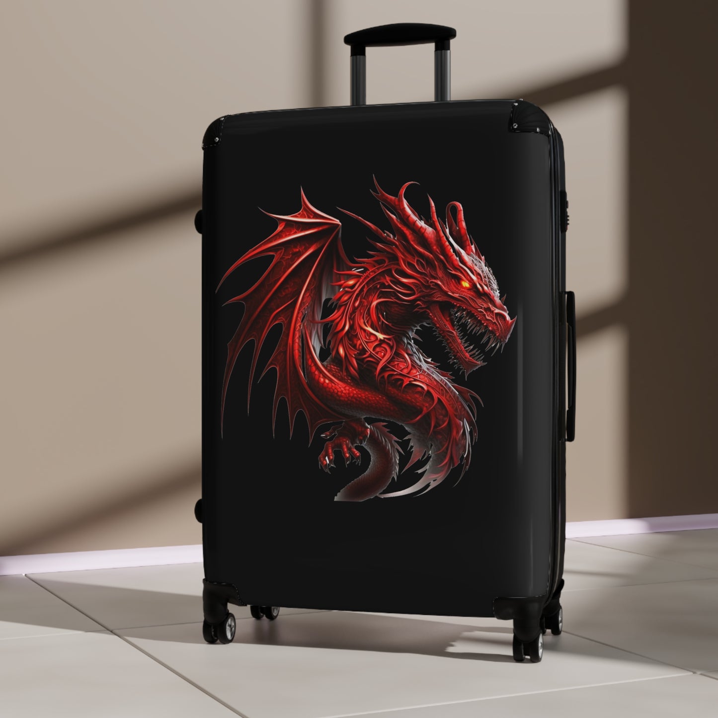 Red Dragon Suitcase - Unique Luggage for Adventurers, Ideal for Travel, Vacation, Holiday Gifts, Fantasy Lovers, Cosplay