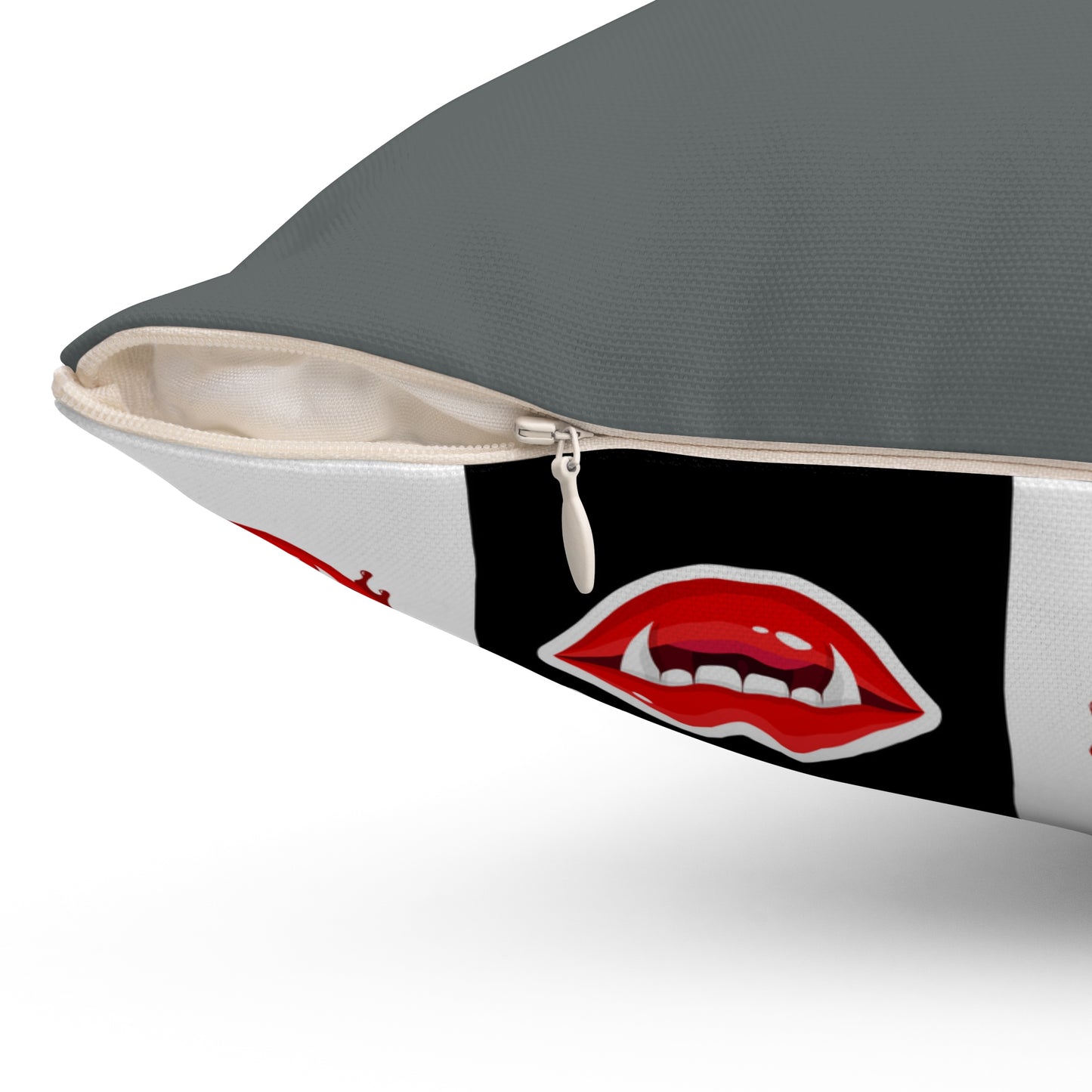 Vampire Lip Square Pillow, Halloween Decor, Gothic Home Accessory, Spooky Throw Pillow, Unique Gift