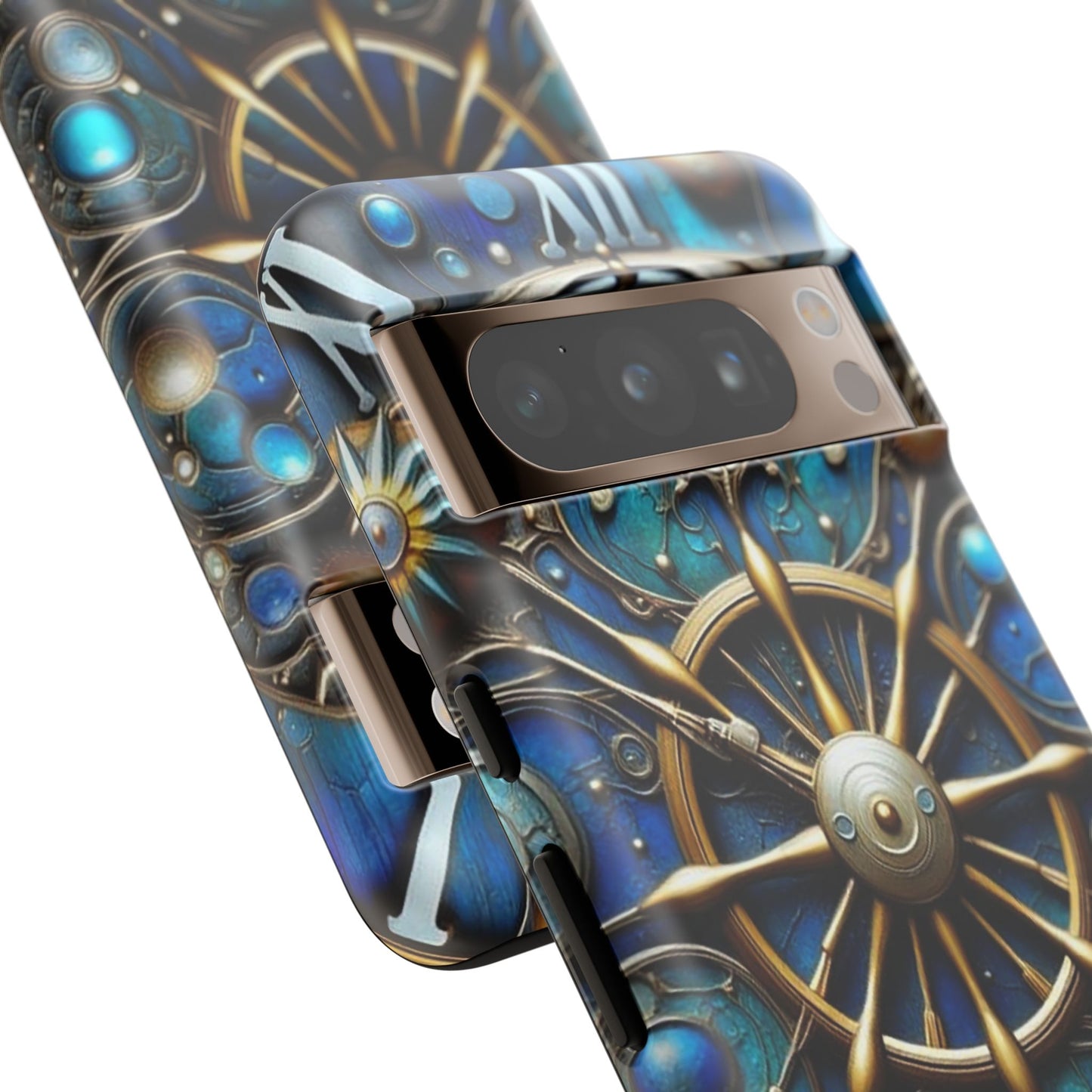 Stylish Phone Cases for Adventurers, Unique Phone Cover, Gift for Friends, Gold and Blue Steampunk Design, Tough Protective Case, Artistic [...]