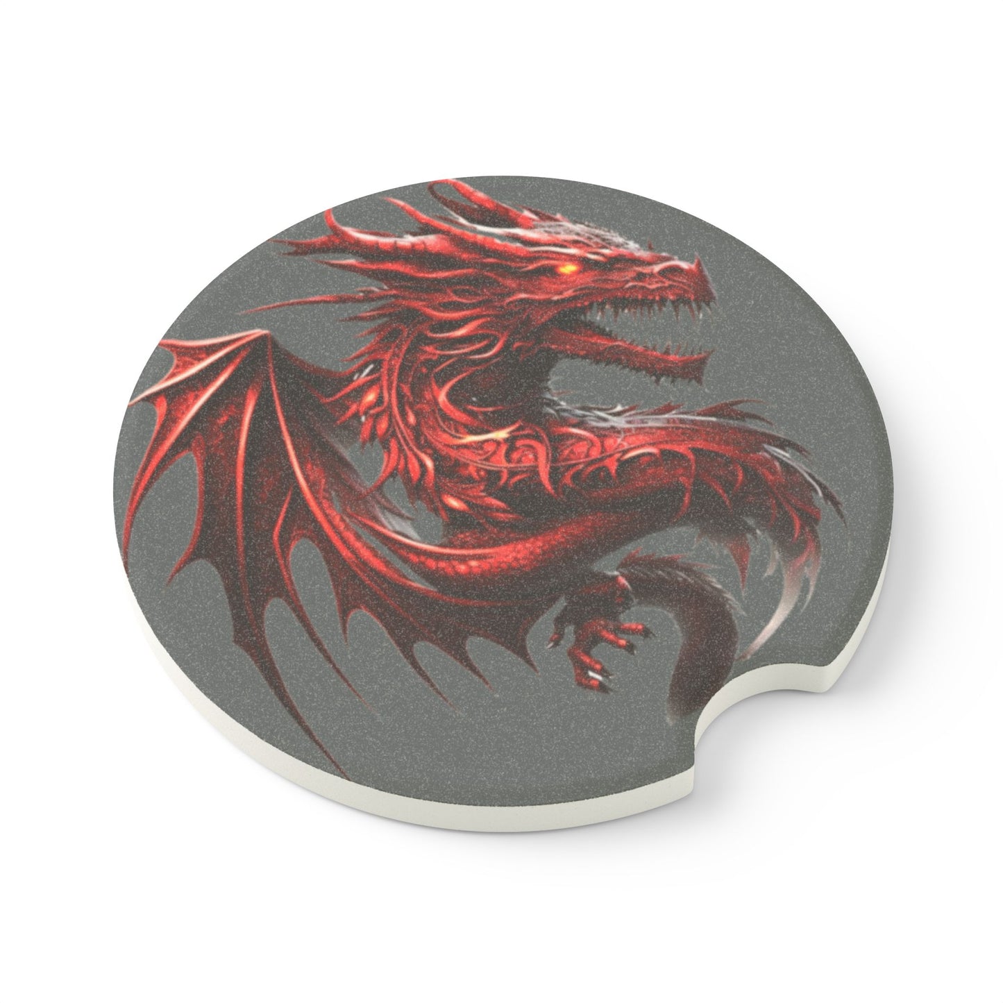 Red Dragon Soapstone Car Coaster | Auto Accessories, Gift for Car Lovers, Unique Car Decor, Fantasy Theme, Car Interior Decor
