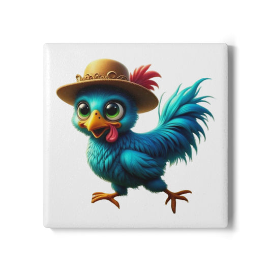 Ceramic Coaster, Chicken Periwinkle, Unique Designs, Gift Ideas