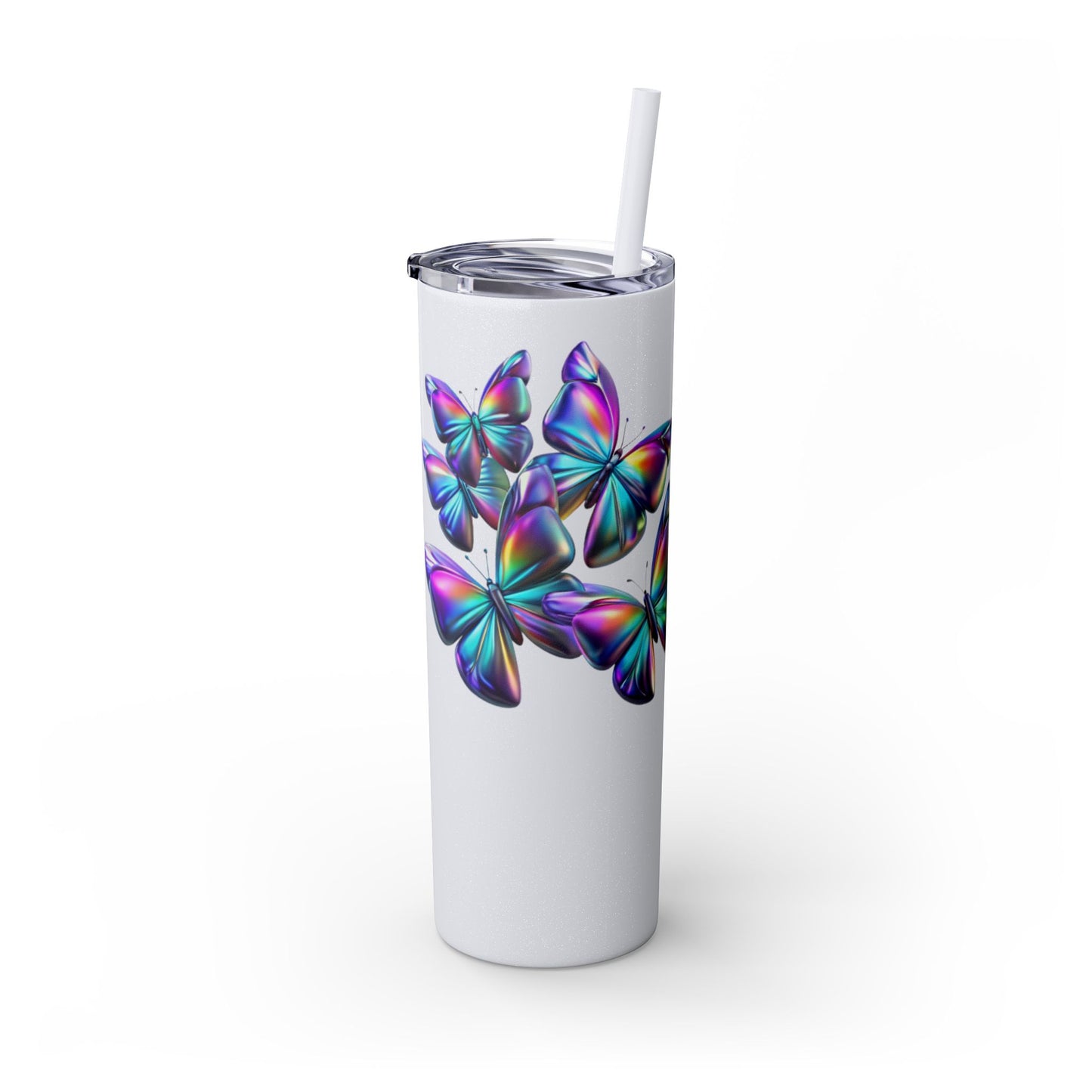 Purple Butterfly Swarm Tumbler with Straw, 20oz