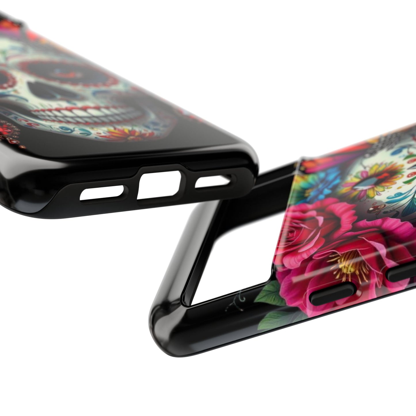 Colorful Sugar Skull Phone Case, Day of the Dead Case, Floral Phone Cover, Flower Skull Design, Edgy Phone Accessory