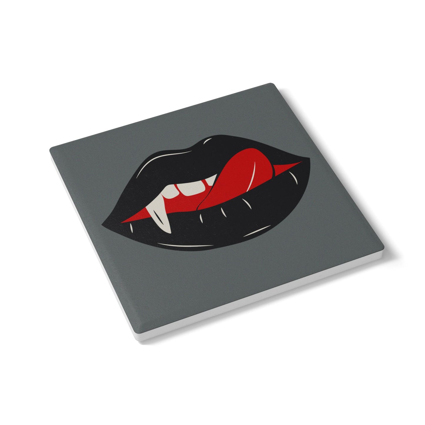 Vampire Lip Ceramic Coaster - Gothic Home Decor, Halloween Party Decor, Unique Gift, Coffee Table Accessory, Kitchen Decor