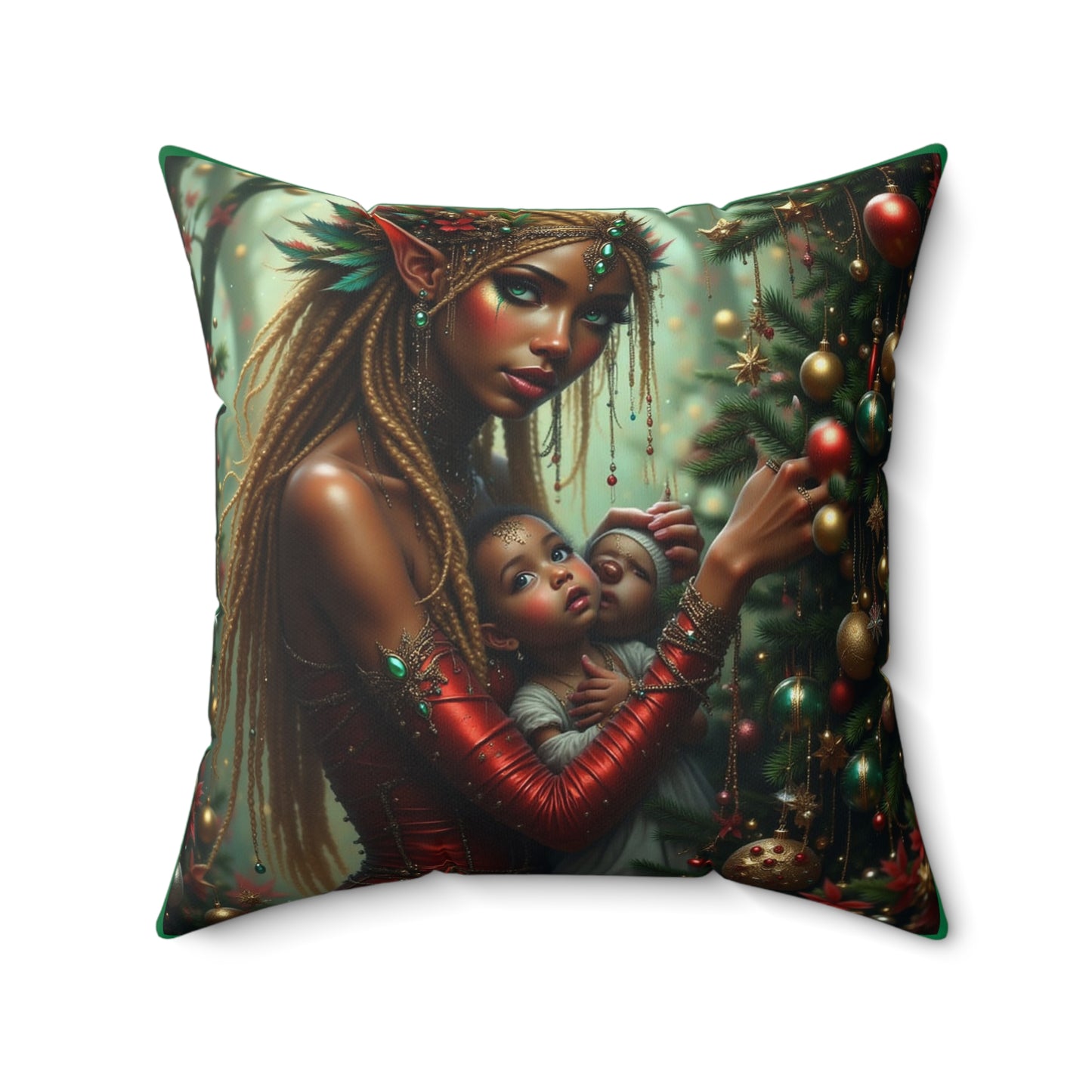 Christmas Elf Square Pillow, Cozy Holiday Pillow, Festive Home Decor, Gift for Her, Winter Decoration, Dreamy Pillow for Christmas