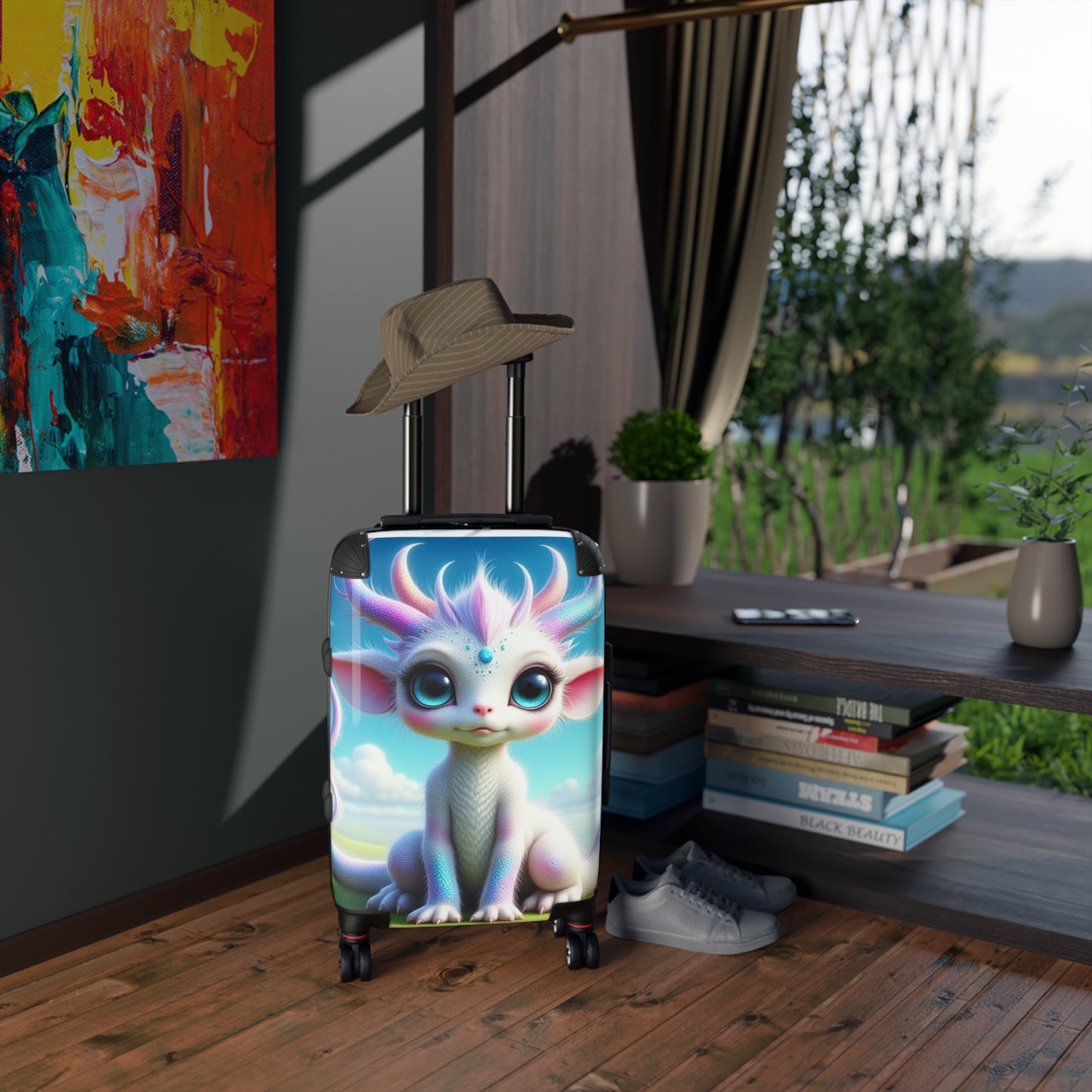 Min Baby Dragon, Whimsical Character Suitcase - Kids Travel Luggage, Cute Carry-On, Unique Gift, Adventure Bag, Fun Family Travel, Baby Dragon Design