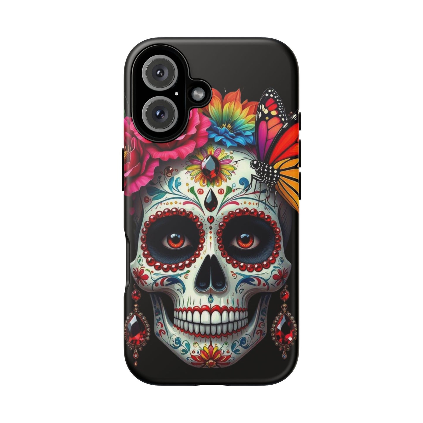 Colorful Sugar Skull Phone Case, Day of the Dead Case, Floral Phone Cover, Flower Skull Design, Edgy Phone Accessory