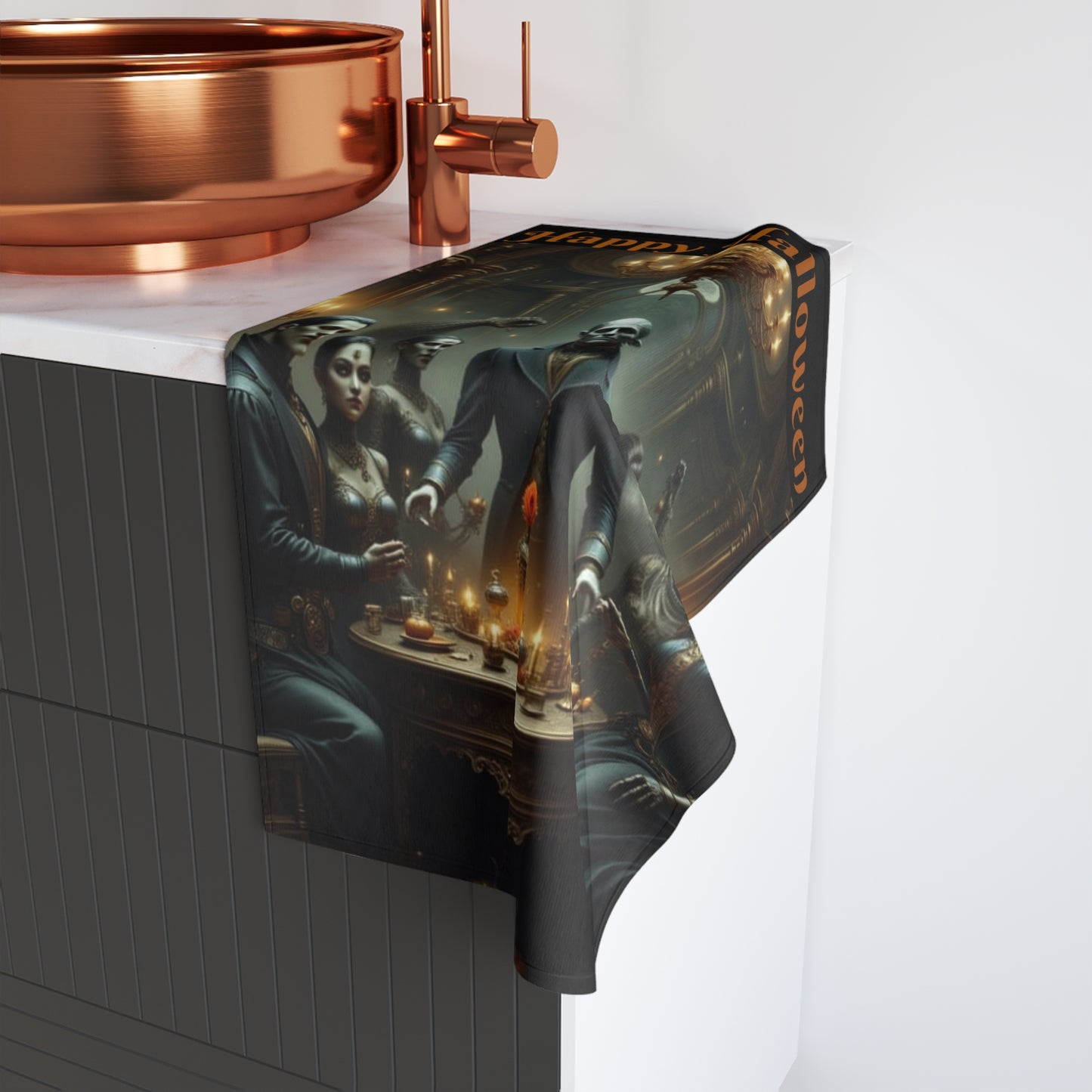 Halloween Hand Towel, Spooky Kitchen Decor, Gothic Bathroom Towel, Witchy Home Accents, Halloween Party Accessory