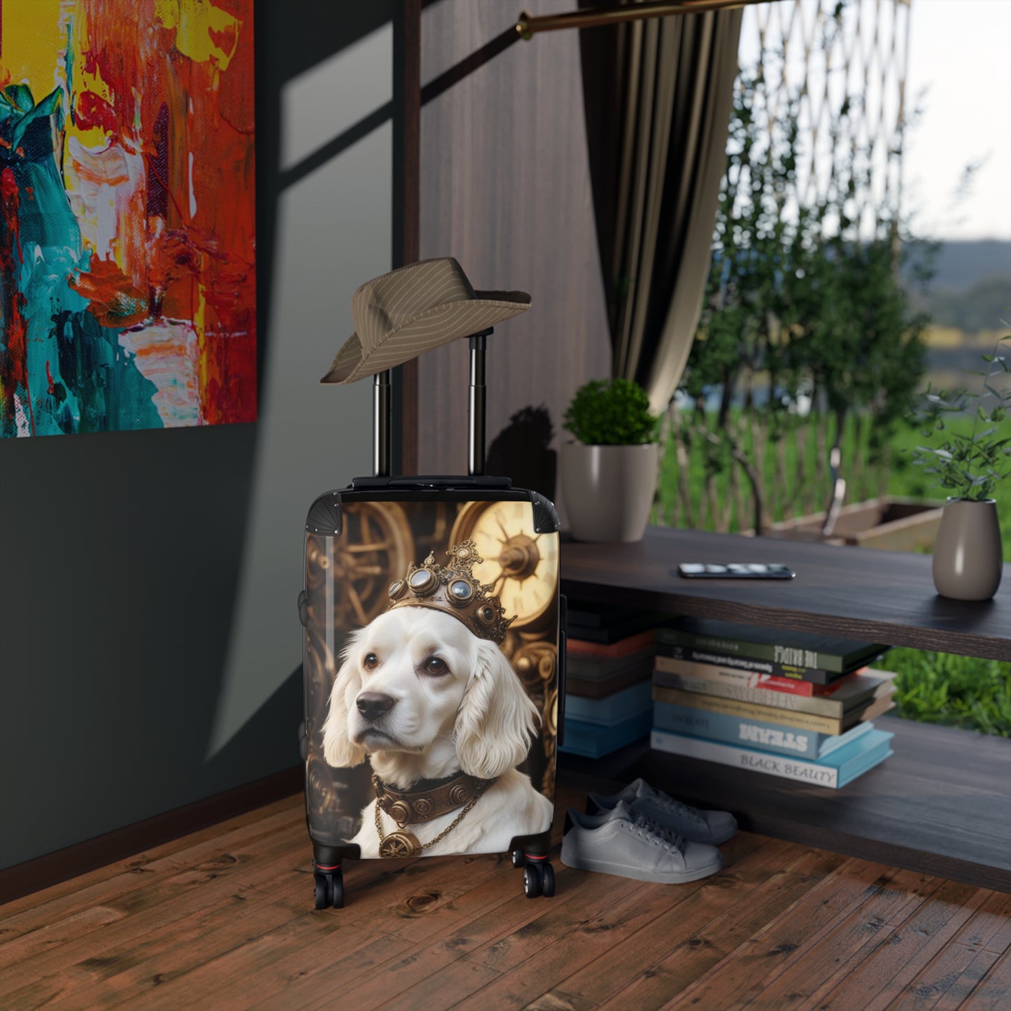 White Cocker Spaniel, Royal Pup Suitcase: Stylish Dog-Themed Luggage for Travelers, Pet Lovers, Travel Gift, Unique Pet Suitcase, Dog Lover Travel Gear