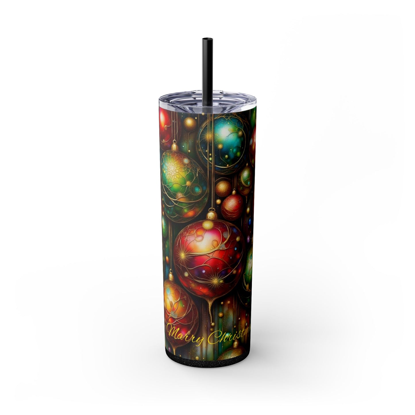Colorful Holiday Skinny Tumbler, 20oz Christmas Drinkware, Festive Travel Mug, Gift for Him/Her, Party Essential, Reusable Eco-Friendly