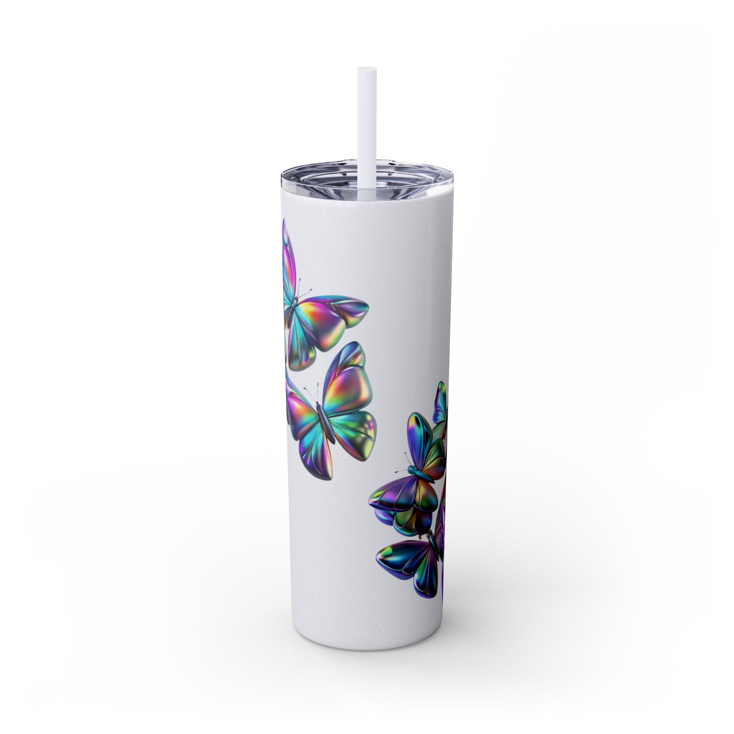 Purple Butterfly Swarm Tumbler with Straw, 20oz