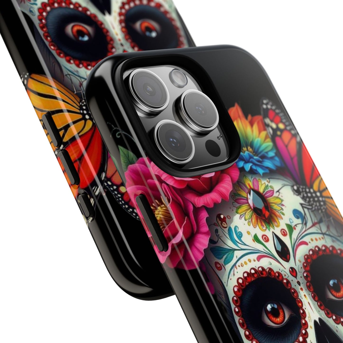 Colorful Sugar Skull Phone Case, Day of the Dead Case, Floral Phone Cover, Flower Skull Design, Edgy Phone Accessory