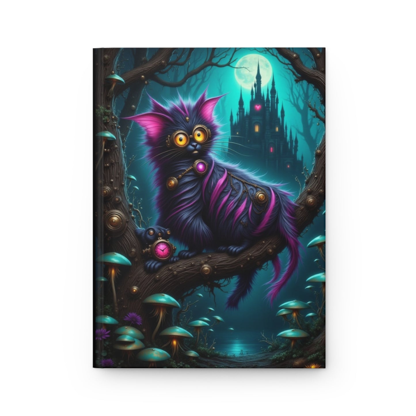 Mystical Cat Hardcover Journal, Spooky Notebook for Cat Lovers, Gift for Halloween, Journal for Writing & Sketching