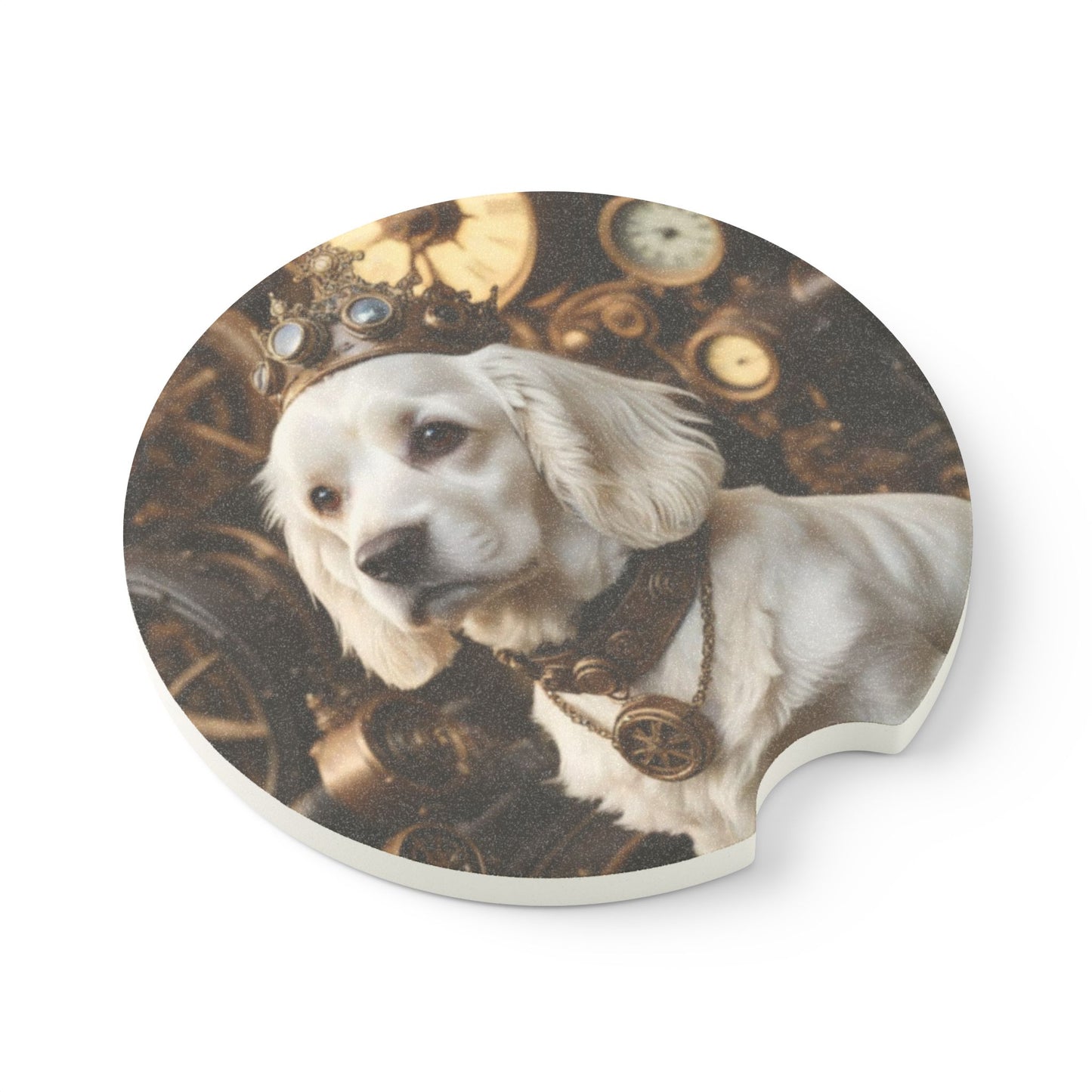Steampunk Dog Soapstone Car Coaster - Perfect Gift for Pet Lovers, Dog Owners, Unique Car Accessory, Novelty Gift, Home Decor