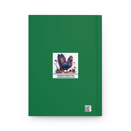 Whimsical Butterfly Green Hardcover Journal, Artistic Journal, Eco-Friendly Notebook, Nature Lover Gift, Creative Writing Journal, Flower Decor