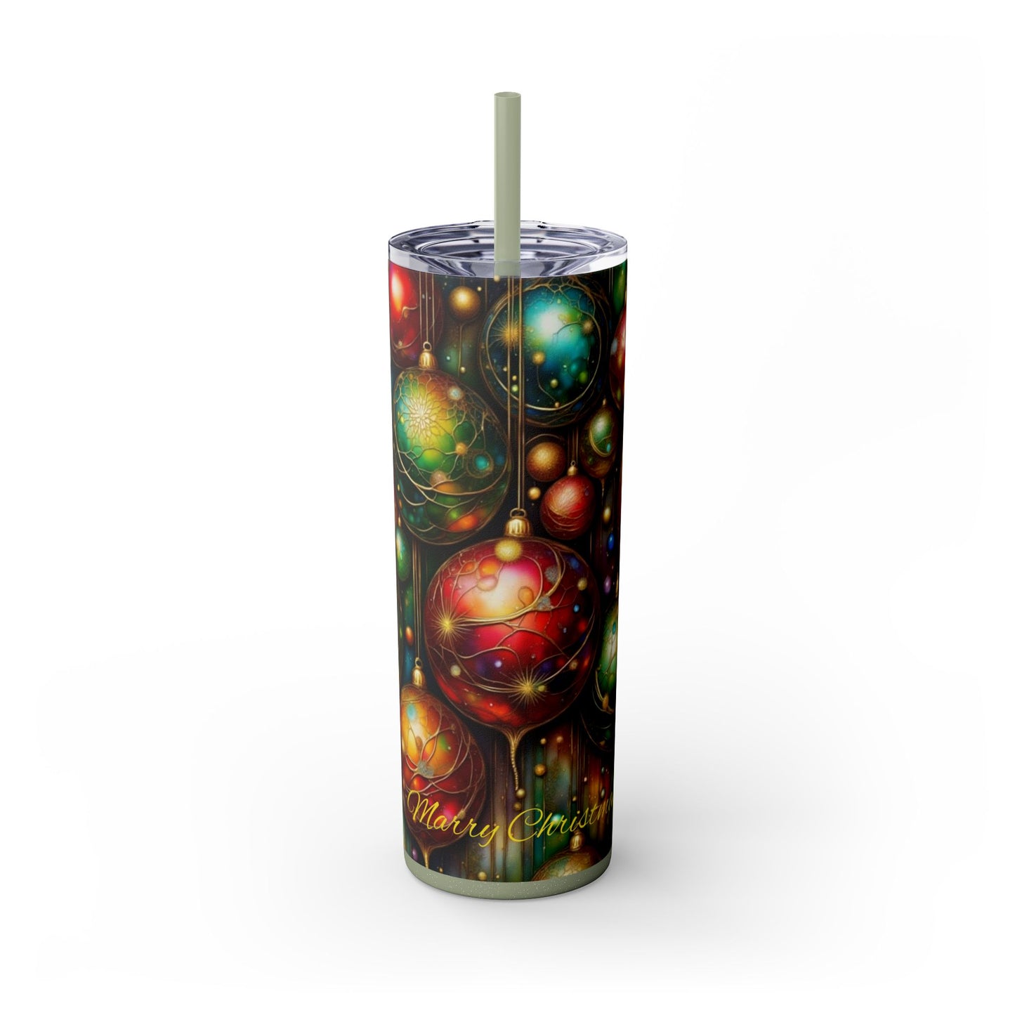 Colorful Holiday Skinny Tumbler, 20oz Christmas Drinkware, Festive Travel Mug, Gift for Him/Her, Party Essential, Reusable Eco-Friendly