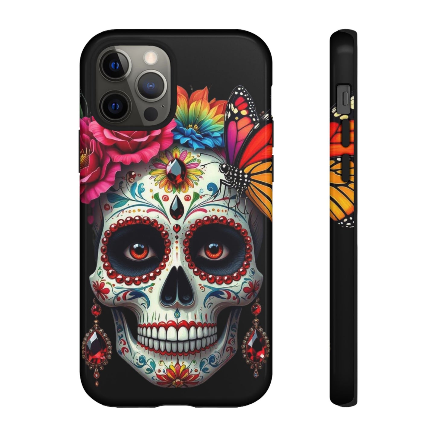 Colorful Sugar Skull Phone Case, Day of the Dead Case, Floral Phone Cover, Flower Skull Design, Edgy Phone Accessory