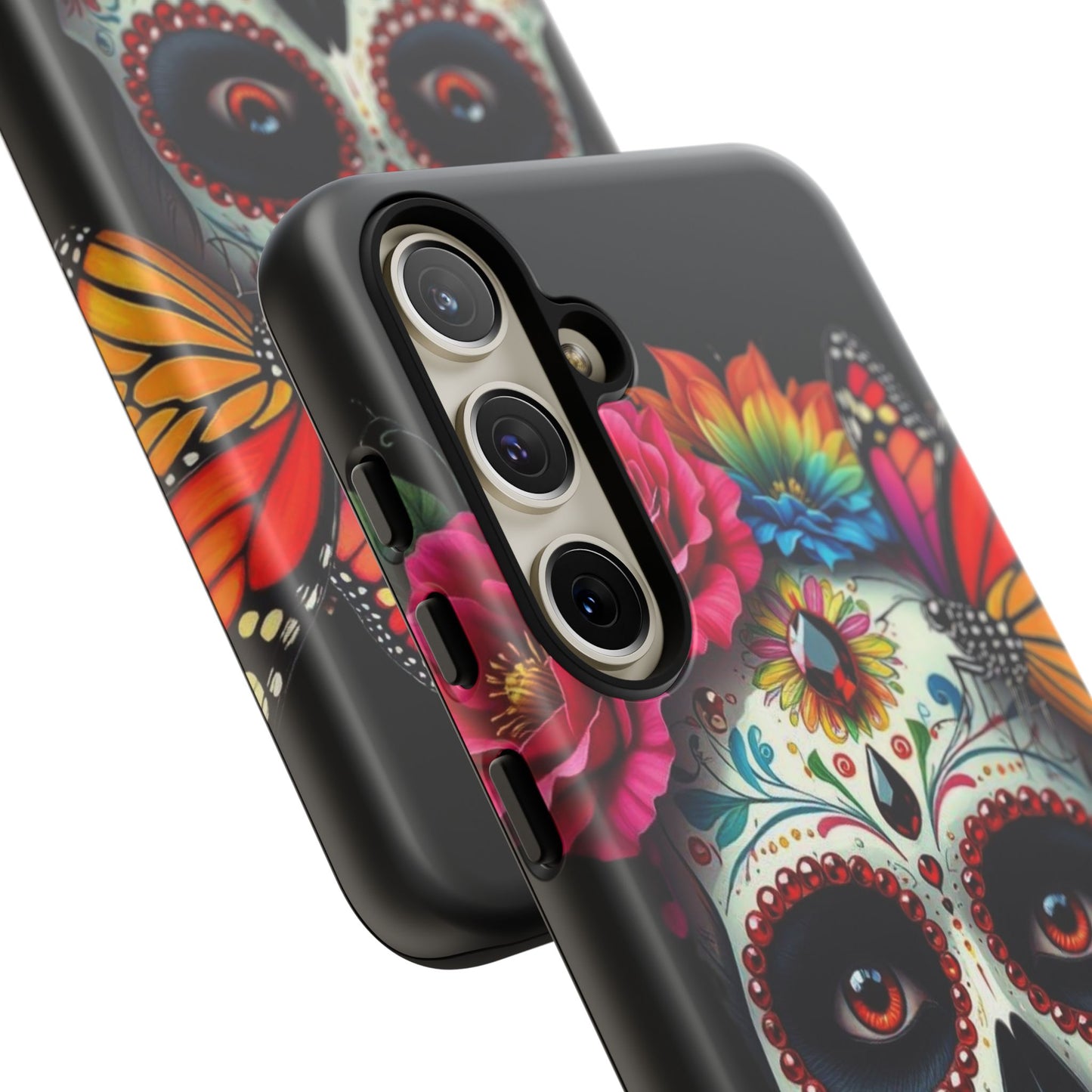 Colorful Sugar Skull Phone Case, Day of the Dead Case, Floral Phone Cover, Flower Skull Design, Edgy Phone Accessory