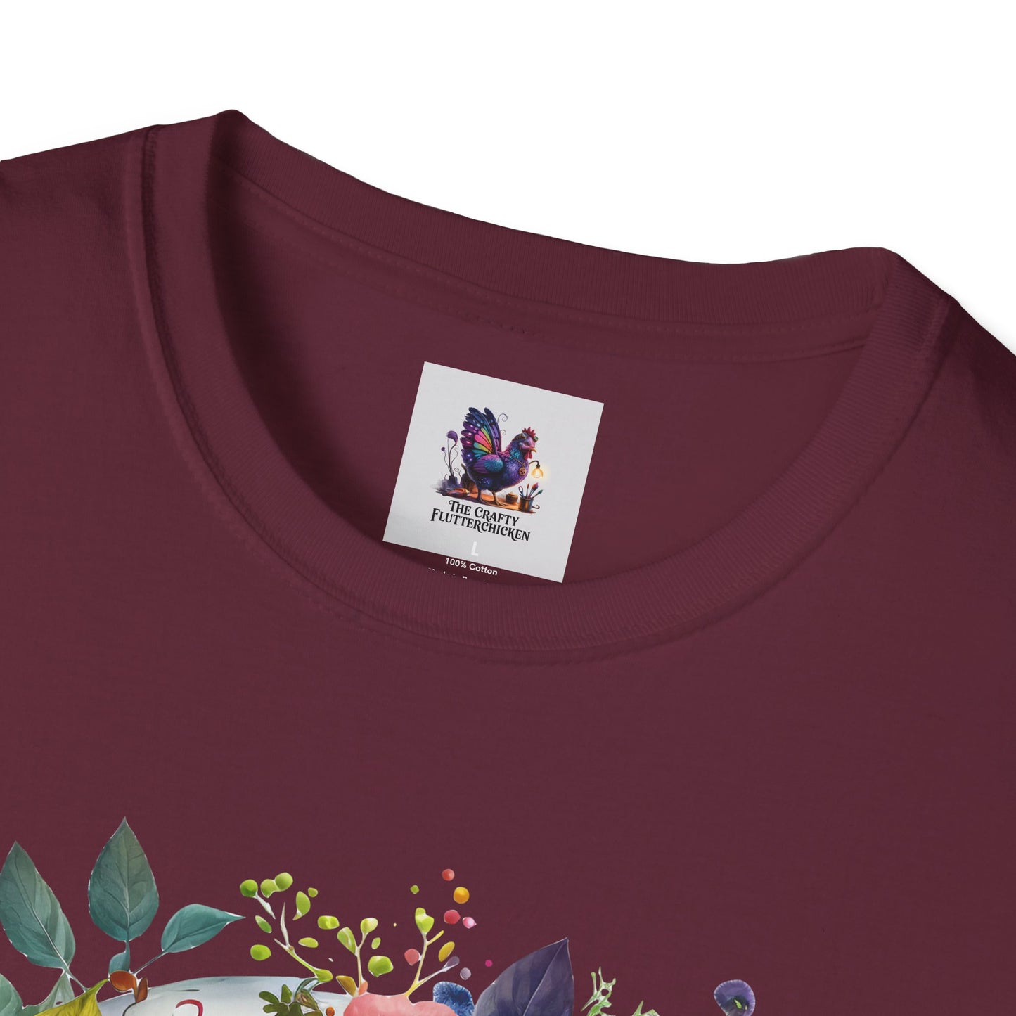 Colorful Sugar Skull with Flowers Art Unisex Softstyle T-Shirt, Colorful Tee, Cute Graphic Shirt