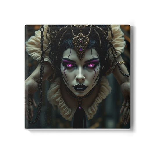 Gothic Fantasy Ceramic Coaster, Unique Decor, Artsy Drinkware, Witchy Home Accent, Perfect Gift for Halloween, Dark Aesthetic