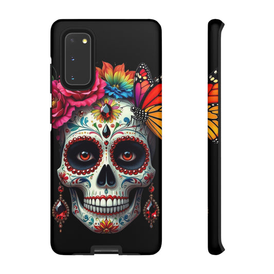 Colorful Sugar Skull Phone Case, Day of the Dead Case, Floral Phone Cover, Flower Skull Design, Edgy Phone Accessory