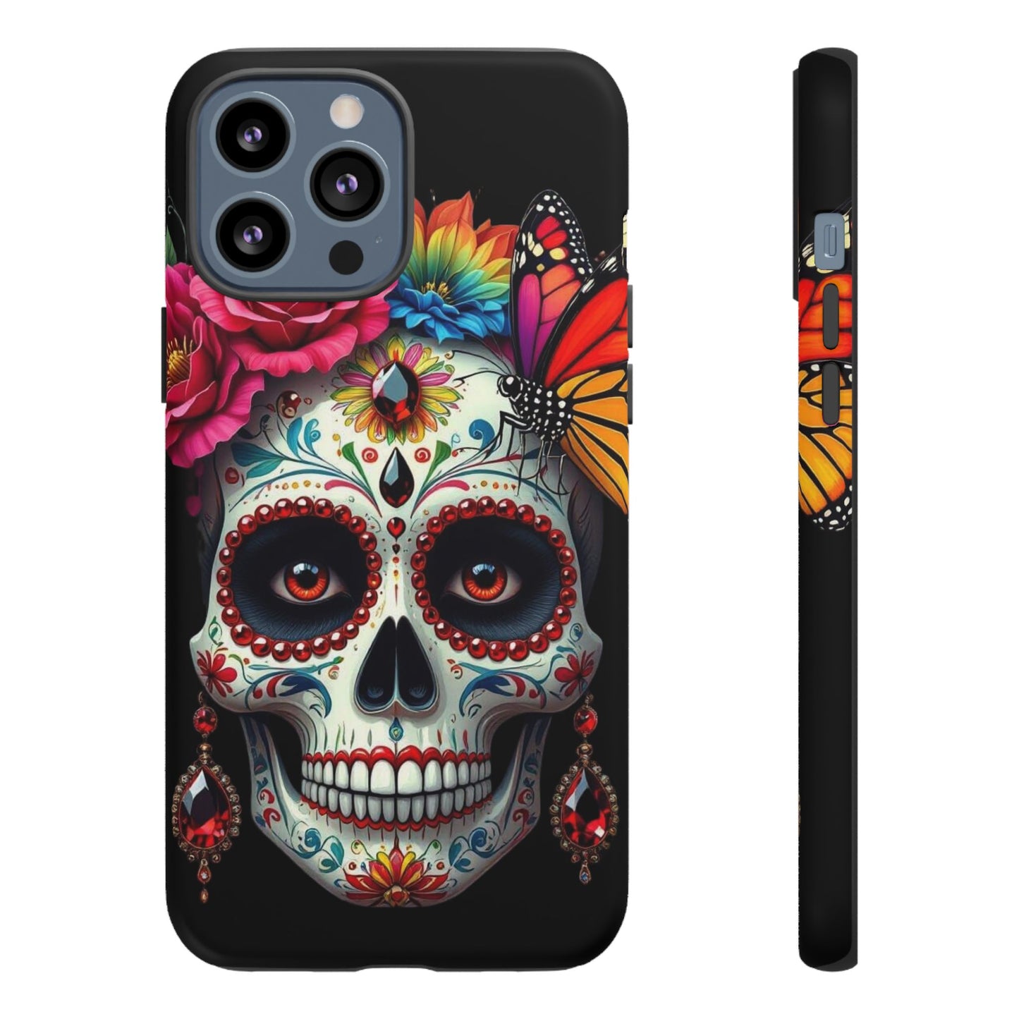 Colorful Sugar Skull Phone Case, Day of the Dead Case, Floral Phone Cover, Flower Skull Design, Edgy Phone Accessory