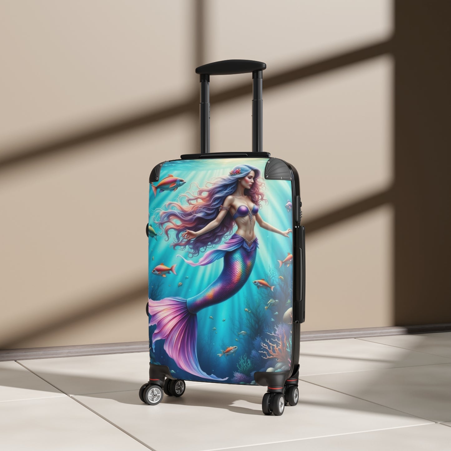 Mermaid Print Suitcase, Travel Luggage, Vacation Gear, Nautical Design, Kids & Adults Travel Fun