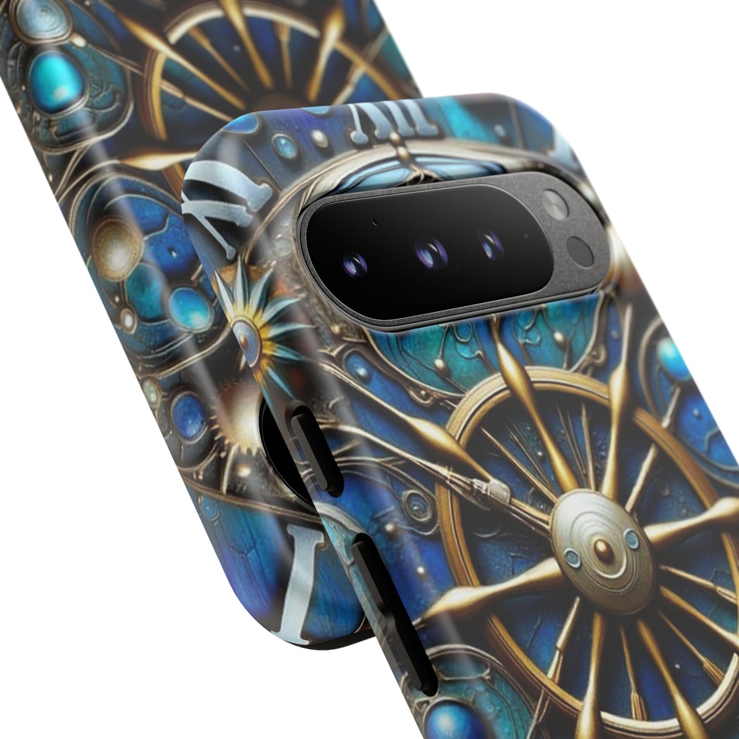 Stylish Phone Cases for Adventurers, Unique Phone Cover, Gift for Friends, Gold and Blue Steampunk Design, Tough Protective Case, Artistic [...]