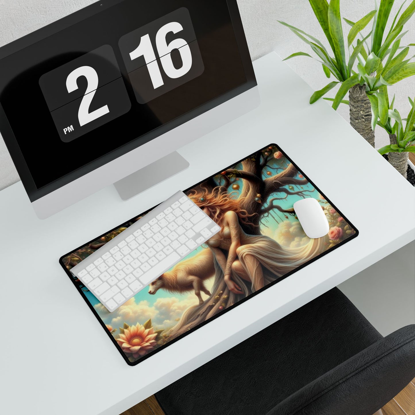 Artistic Desk Mat with Nature Scene, Desk Accessories, Home Office Decor, Gift for Creatives, Unique Workstation Mat