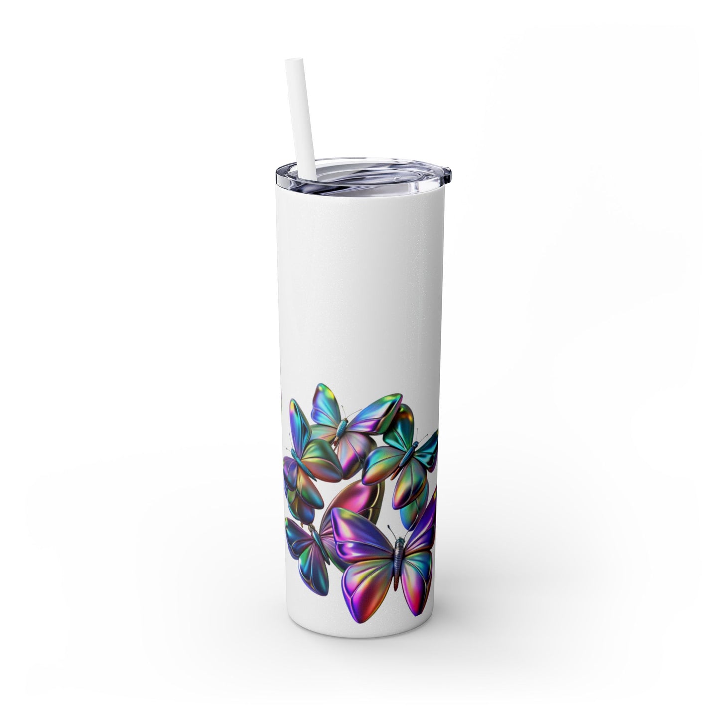 Purple Butterfly Swarm Tumbler with Straw, 20oz