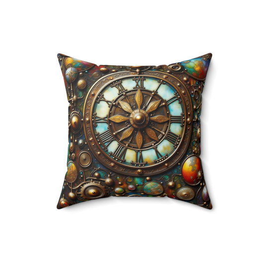 Steampunk Clock Pillow, Vintage Home Decor, Unique Throw Cushion, Cozy Gift for Dreamers, Chic Decorative Accent