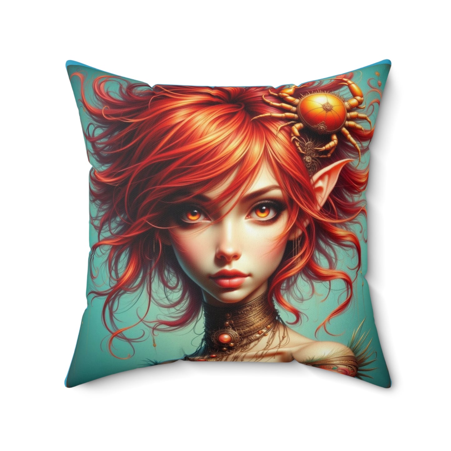 Zodiac Cancer, Whimsical Art Pillow, Decorative Throw Pillow with Fantasy Design, Boho Home Decor, Gift for Art Lovers, Unique Accent Cushion