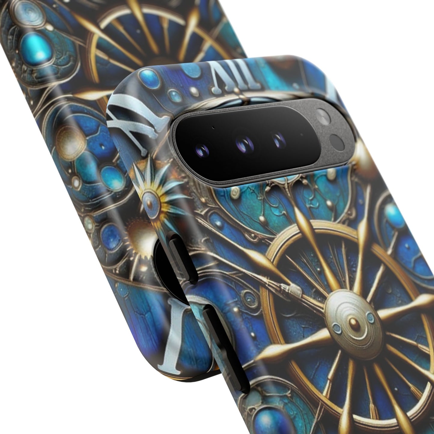 Stylish Phone Cases for Adventurers, Unique Phone Cover, Gift for Friends, Gold and Blue Steampunk Design, Tough Protective Case, Artistic [...]