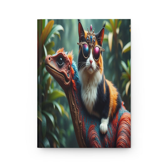 Steampunk Cat on Dinosaur Hardcover Journal | Dungeon Crawler Carl, Princess Doughnut