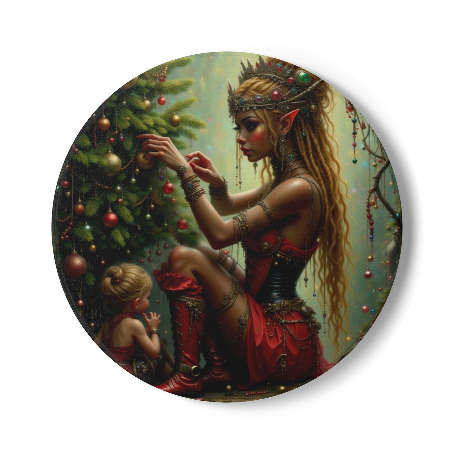 Festive Ceramic Coaster with Holiday Elf Design, Cozy Home Decor, Perfect Gift for Christmas, Winter Holiday Celebrations, Drinkware [...]